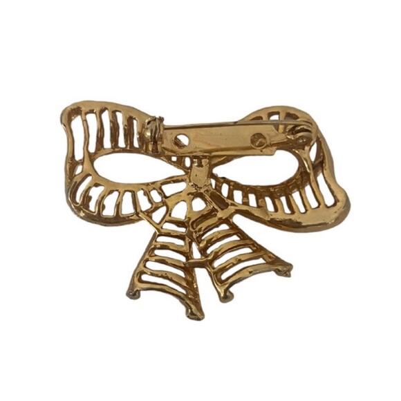 Vintage Gold Tone Bow Brooch Pin - Picture 3 of 3